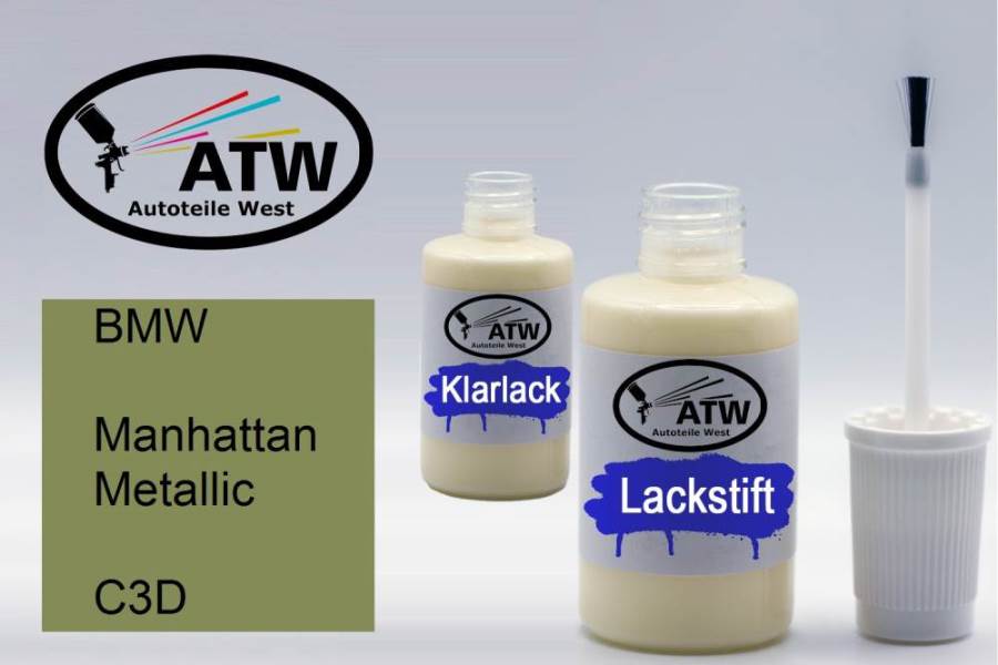 BMW, Manhattan Metallic, C3D: 20ml Lackstift + 20ml Klarlack - Set, von ATW Autoteile West.